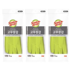 스카치브라이트 프리미엄 고무장갑 5개입, 옐로우그린, 대(L), 3세트