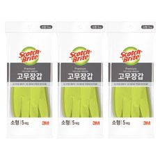 스카치브라이트 프리미엄 고무장갑 5개입, 옐로우그린, 소(S), 3세트