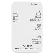 Kinyo 多合一晶片讀卡機 37 x 16 x 66mm 線長15cm 27.6g, KCR-6251, 白色, 1個