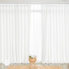 Home in Home 飄逸落地蝴蝶褶遮光窗簾套組, 牛奶白