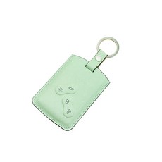 Para 浮雕燙印 Renault Samsung 雷諾三星 SM7/SM5/QM5 智慧型鑰匙殼 4鍵 皮革鑰匙圈 O型環, 粉彩薄荷綠, 1個