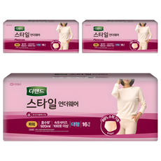 디펜드 여성용 스타일 언더웨어 성인기저귀 파워, 대형, 16개입, 3개
