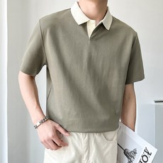 Men's Gun 男款翻領撞色基本款短袖T恤 00049