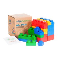 UNiPLAY 抗菌軟積木 MIX Plus款 34片, 包含4種顏色, 原色系, 1組