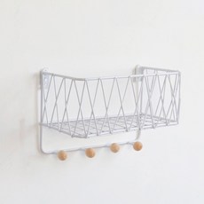 쇼신 푸투룸 벽선반 + 후크세트, 화이트