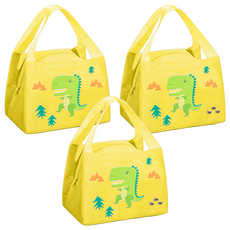 KOM 童趣系列 兒童便當袋, 22 x 15 x 17 cm, 恐龍, 3個, 22 x 15 x 17cm, 恐龍, 3個, 恐龍 黃色