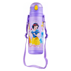 Disney Princesses 迪士尼公主 兒童寬口吸管不銹鋼運動水壺, 仙杜瑞拉 紫色, 450ml, 1個