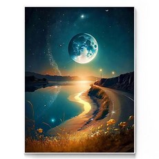 데이소이 달빛조각 DIY 보석십자수 40 x 50 cm, 05 해안가의달빛, 1개