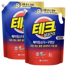 테크 베이킹소다 플러스 구연산 실내건조 액체세제 일반 리필, 2L, 2개