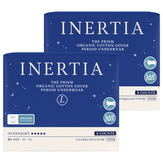 이너시아 더 프리즘 입는 오버나이트 생리대, 대형, 8개입, 2개