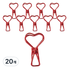 微笑夾式迴紋針, 20個, 紅色愛心