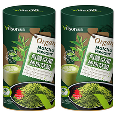 Vilson 米森 有機京都純抹茶粉, 日本京都有機茶園產地直送, 茶職人等級專用極細抹茶粉, 無添加糖粉, 75g, 1罐, 2罐