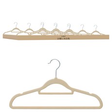 Life+ 360度旋轉無痕防滑植絨衣架 10個, 米白色