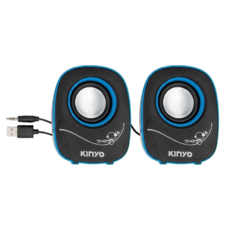 Kinyo 夜精靈 USB迷你喇叭2入組 85 x 75 x 108mm 260g, US-170, 黑色 + 藍色