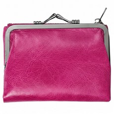 真皮頭層牛皮翻頁卡位女款皮夾/錢包/口金包/短夾 LH1007