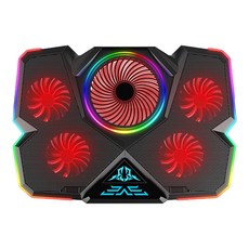 e-kit 逸奇 彩光五風扇筆電散熱墊 17吋適用 12種燈光模式 七種角度自由調節 雙USB 紅色/藍色, RGB CKT-Y13, 1個