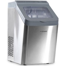 KUCHAM 23年新品 全不鏽鋼 家用 營業用 辦公室 便攜式 露營用 迷你製冰機 製冰機 銀色 + 提袋組合, KC-ICE150GR