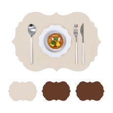 Another 皮革餐墊 Face Aspetto, 象牙白 + 棕色, 30 x 45 cm, 4個