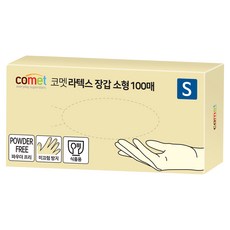 코멧 라텍스장갑 100매입, 화이트, 소(S), 1개