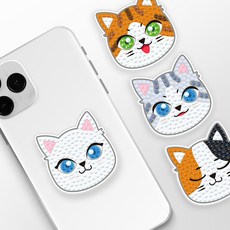 DCLARE 方塊珠寶石畫手機支架製作 4款 DIY 套組, 1套, 貓咪