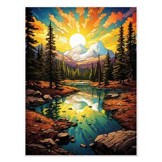 데이소이 마운틴뷰 DIY 보석십자수 20 x 30 cm, 02 숲의석양, 1개