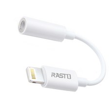 RASTO RX25 Lightning 轉3.5mm轉接線, 11cm, 白色, 1盒