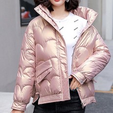 메이첼 여성용 글로시 웨이브 스탠드카라 도톰 패딩 점퍼 01852