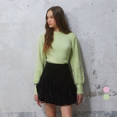 EGOIST 麻花編織泡泡袖女性套頭針織衫 ER4BO906