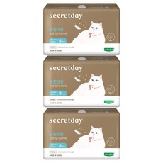 secretday 溫和棉質蝶翼型衛生棉, 8片, 3包, 超長夜用型(43cm)