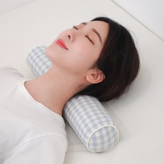 居家微珠泡棉頸椎枕, 格紋天藍色, 1個