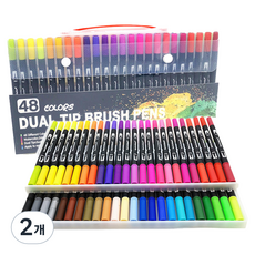 女神多彩水性書法軟筆 48色, 黑桿, 2個
