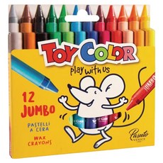 TOY COLOR 胖胖無毒安全油蠟筆 3歲以上, 12支, 12色