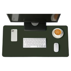 하이어데코 데스크 매트 가죽 논슬립 와이드 대형 마우스 장패드, 다크그린