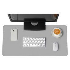 하이어데코 데스크 매트 가죽 논슬립 와이드 대형 마우스 장패드, 연그레이