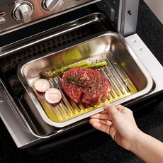 바겐슈타이거 연마제 없는 웨이브 오븐 스텐 사각트레이, 밧드 +트레이, 1세트