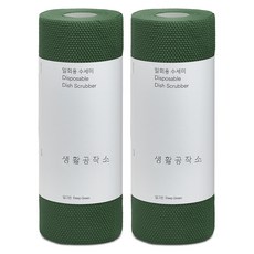 생활공작소 일회용 수세미, 딥그린, 60개입, 2개