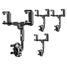 Zliz 車用360度旋轉角度可調式智慧型手機支架 後視鏡型, 4個, 黑色