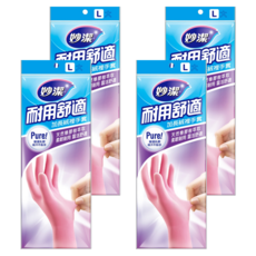妙潔 耐用加長絨裡手套, L, 粉色, 4包