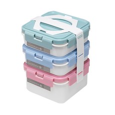 KOMAX 蜜提三層餐盒組 700ml 1.1L 聚丙烯PP材質 韓國製造, 白色, 1組