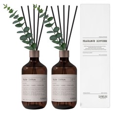 루엘디 프리미엄 대용량 디퓨저 + 데코 스틱 세트, 화이트 코튼, 500ml, 2개