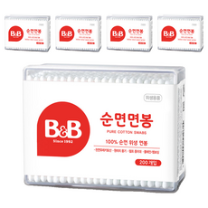 비앤비 순면 면봉, 200개입, 5개