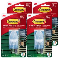 3M Command 無痕 3M 掛鉤 大型 17093CLR-AWC, 透明, 4個