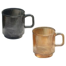 Woni's Home Cafe 粉絲收藏款馬克杯 340ml 2入組, 1個, 灰色 + 棕色