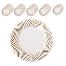 SSGSSAK 塑膠條紋金邊盤 25.2cm, 20件, 1個