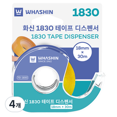 화신 테이프 디스펜서 18mm x 30m, 투명, 4개