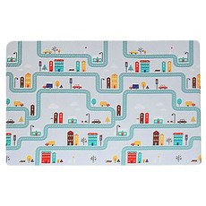 aginory 頂級雙面遊戲地墊, 汽車道路 + 六邊形 藍色