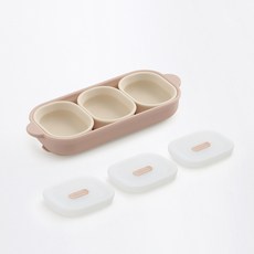 TACKAON 123 1格配料碗組, 1套, 配料碗 3p + 碗蓋 3P + 1格餐盤, 象牙白(配料碗), 米粉色(餐盤)