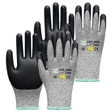 HANWOO Top Grip 1000 CUT4 防割NBR塗層安全手套, 2個, 單一顏色