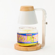 Arbol 定時款 木質融蠟燈 + 酸甜哈瑞寶中號罐裝蠟燭 300g 套組, 白色木質, 檸檬水果