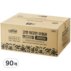 comet Coupang品牌-乾淨的2層無螢光擦手紙, 3000張, 3個
